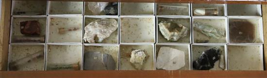 A collection of minerals, rocks and fossils by James Tennant of London, 1869, cabinet width 15in. depth 11.5in. height 16in.